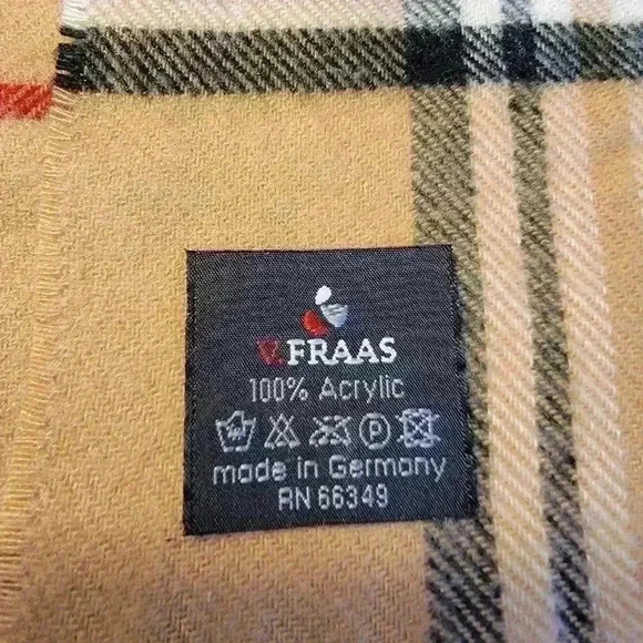 V. Fraas Camel Plaid Scarf - Picture 3 of 3